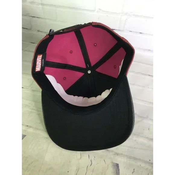 Marvel Comics Deadpool 3D Raised Logo Faux Leather Snapback Hat Cap Adult OSFM